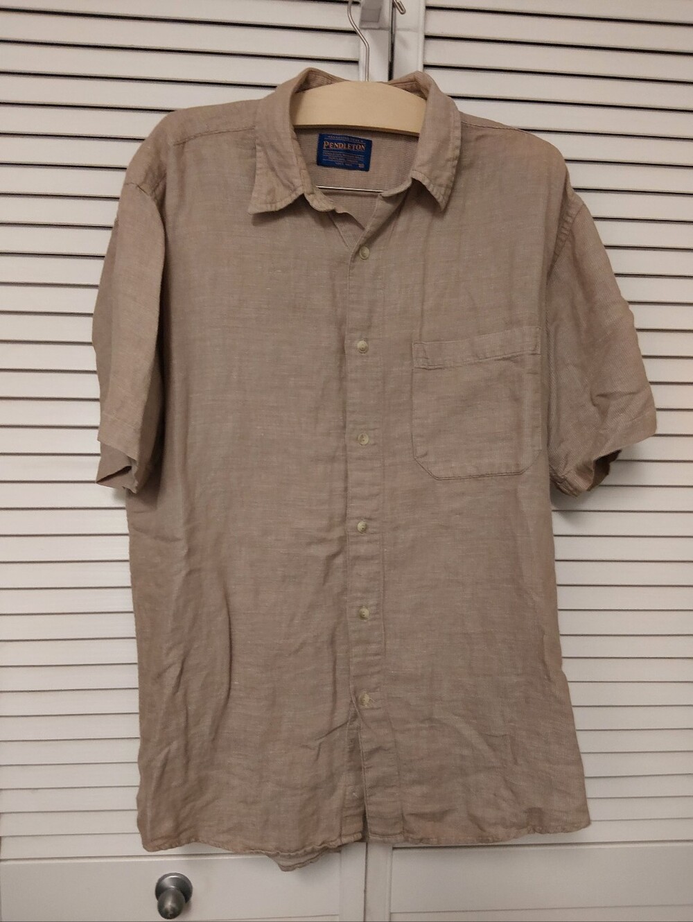 Pendleton Men's Short-Sleeve Button-Down Linen Blend Shirt - Tan